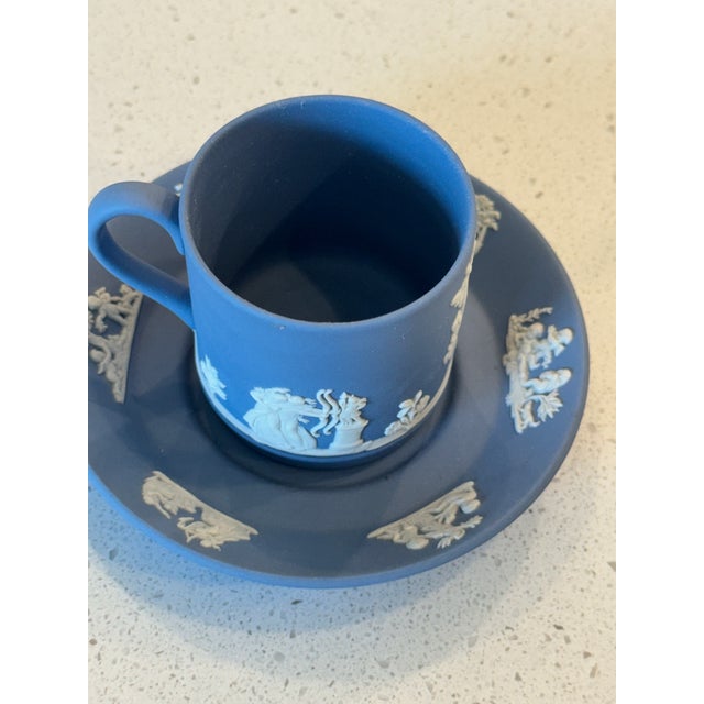 The Vintage Wedgwood Jasper Pale Blue Cup Saucer Pair Set is a classic and elegant addition to any collector's kitchen or...