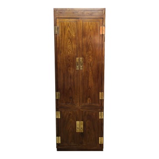 1980s Henredon Scene One Oak Campaign Clothing Chifferobe Armoire For Sale