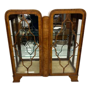 1930s Art Deco Vitrine Cabinet Display Sculptural Exotic Wood
