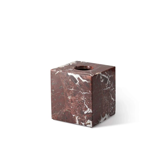 Rosso Lepanto Marble Square Tissue Box by Royal Bee Design For Sale - Image 4 of 4
