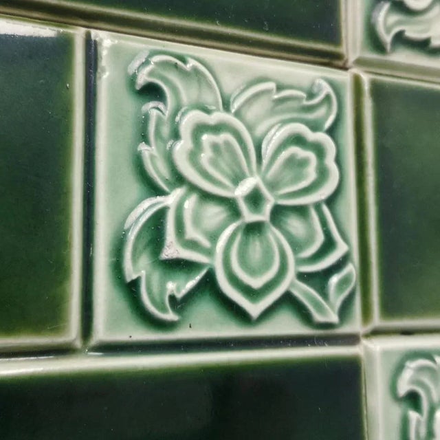 Large Antique Belgian Glazed Relief Tile, 1900 For Sale - Image 6 of 11