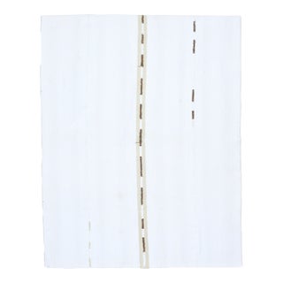 1970s Vintage Handmade Wool & Cotton Flatweave Kilim Rug – Neutral Cream Design For Sale