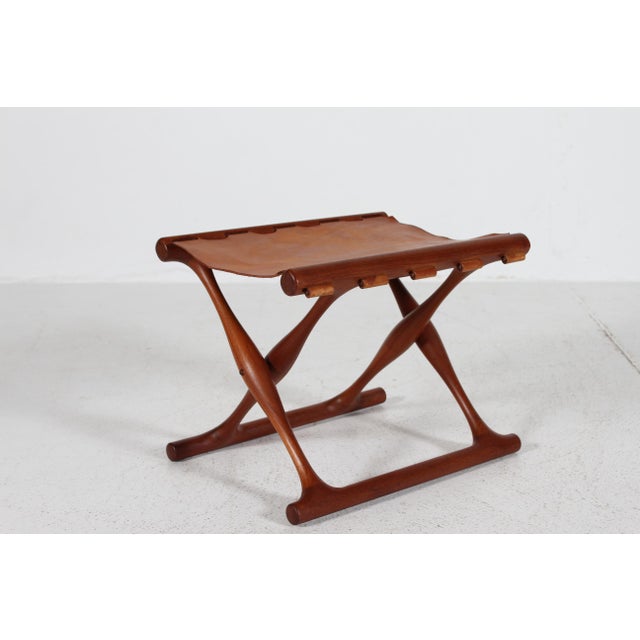 Vintage Danish Stool in Teak and Leather by Poul Hundevad, 1960s For Sale - Image 10 of 10