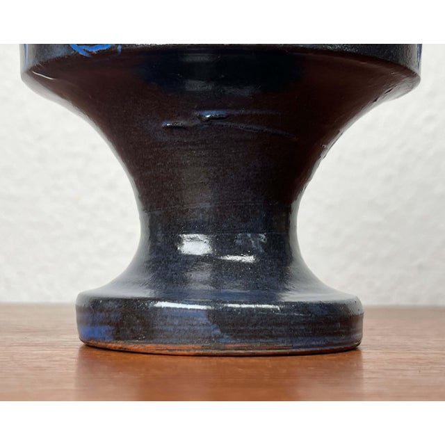 Mid-Century Modern Germany Blue Ceramic Candle Holder from Gebr. H.u.G. Claussen, 1960s For Sale - Image 9 of 13