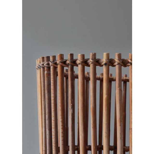 1930s Danish Modern Paper Basket in Rattan and Cane attributed to Wengler, Copenhagen, 1930s For Sale - Image 5 of 14