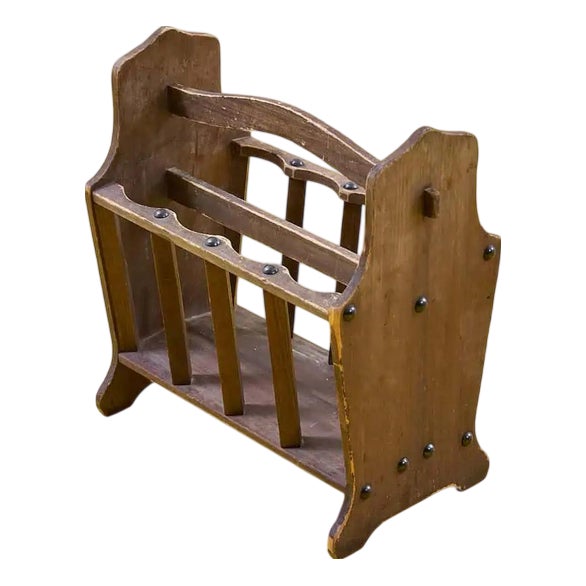Vintage Wooden Magazine Rack For Sale
