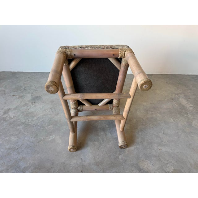 1980’s Vintage Organic Modern Antonio “Budji” Layug Style Bamboo & Woven Leather Accent Chair For Sale - Image 9 of 12