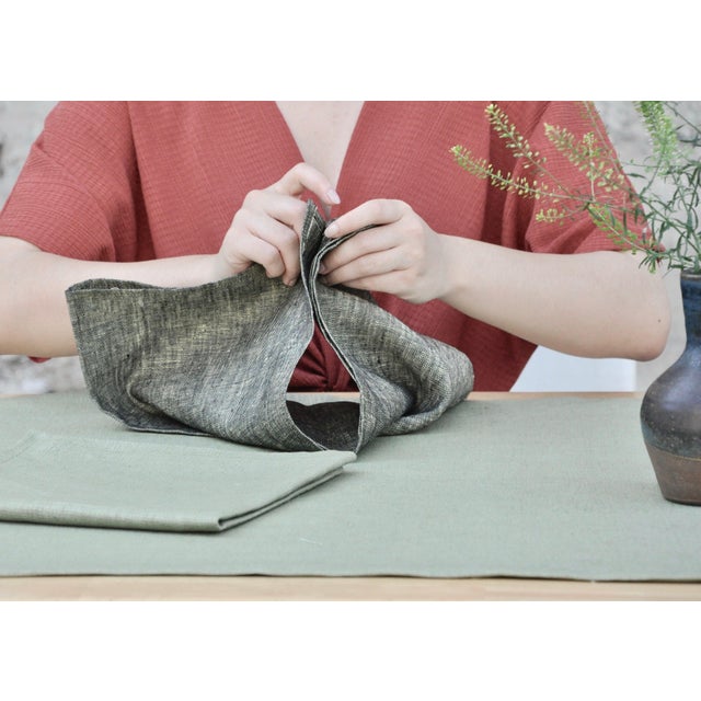 Contemporary Plum Textiles Thistle Mustard Linen For Sale - Image 3 of 4