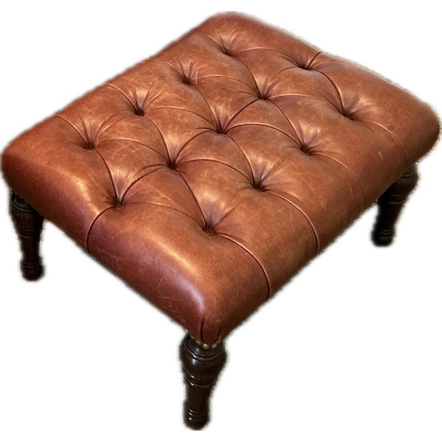 Traditional Leopold Wingback Upholstered Chair With Leather Ottoman For Sale - Image 3 of 6