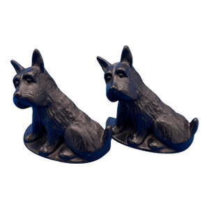 Antique Vintage Pair Black Cast Iron Scottie Dog Bookends Scottish Terrier Book Ends