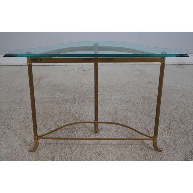 Labarge Glass Top Brass Base Console Hall Table For Sale - Image 11 of 12