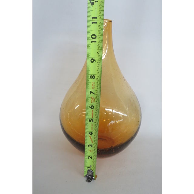 Glass Hand Blown Amber Art Glass Vase Large Pear Shape Slender Neck Bulbous Body 5089b For Sale - Image 7 of 9