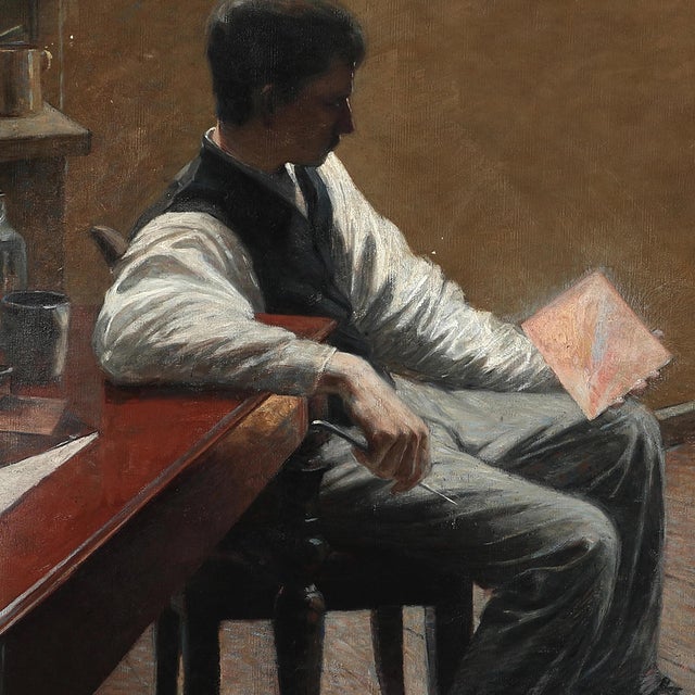 19th Century After Louis Moe, Interior from an Artist's Studio, 1890s, Oil Painting on Canvas For Sale - Image 5 of 9