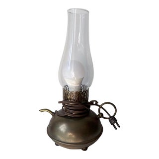 Vintage Early American Electric Brass Gas Oil Lamp Genie Lamp For Sale