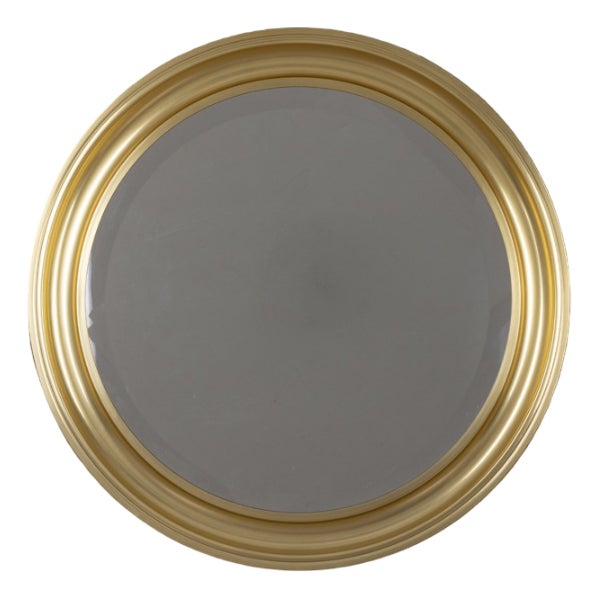Vintage Italian Round Wall Mirror in Brass, 1970s For Sale
