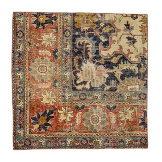 1960s Vintage Worn Persian Rug- 3′4″ × 3′4″ For Sale