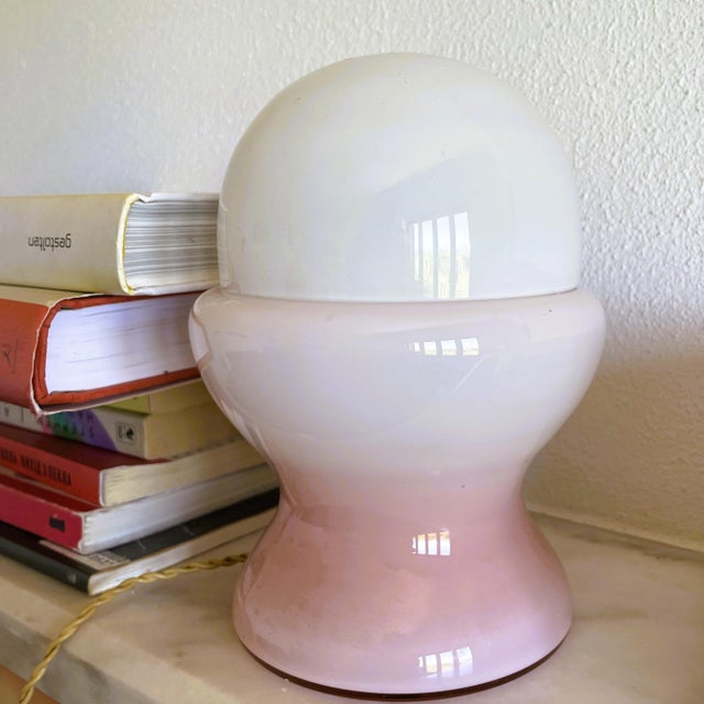 Mid-Century Modern Space Age Accent Table Lamp in Pink Opaline Glass, 1960s For Sale - Image 3 of 13