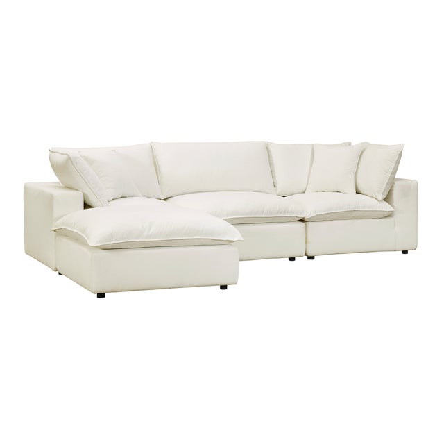 Wood Cali Natural Performance Fabric Modular 4 Piece Sectional For Sale - Image 7 of 8