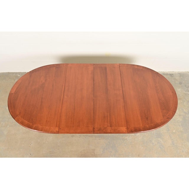 Late 20th Century Baker Furniture Style French Regency Louis XVI Carved Walnut Extension Dining Table, Newly Refinished For Sale - Image 5 of 13