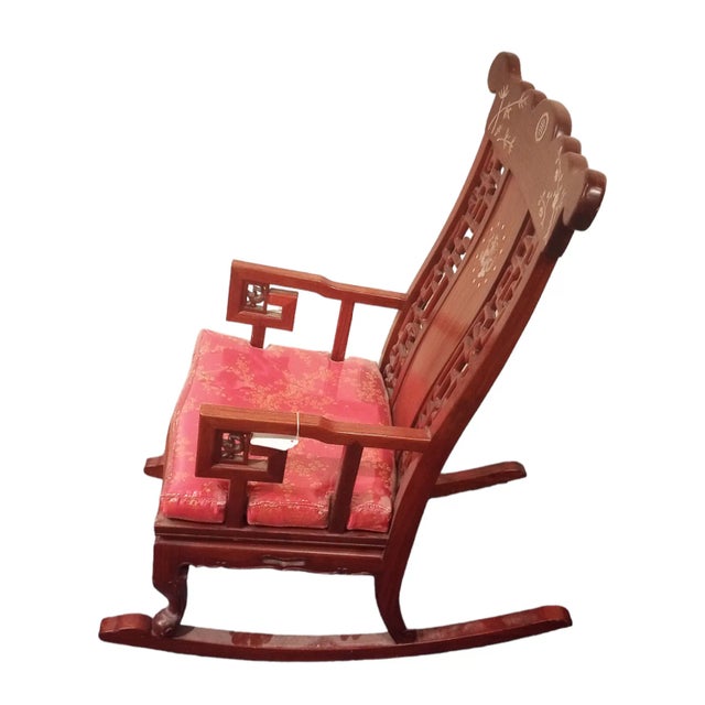 Chinoiserie Rosewood Rocking Chair For Sale - Image 4 of 11