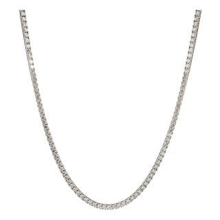 14k White Gold 11.88ct Round Diamond 4 Prongs Tennis Chain Matinee Necklace For Sale
