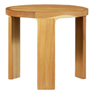 Eclipse Outdoor Solid Teak Wood End Table, Golden Brown For Sale
