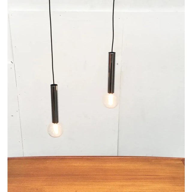 Silver Vintage Space Age Chrome & Glass Pendant Lamps by Motoko Ishii for Staff, Set of 2 For Sale - Image 8 of 18