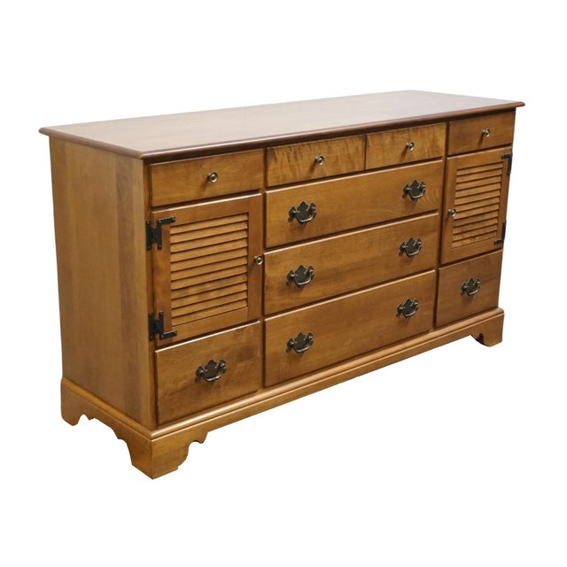 Ethan Allen Ethan Allen Heirloom Nutmeg Maple Colonial Early American 62" Triple Door Dresser 10-5013 For Sale - Image 4 of 14