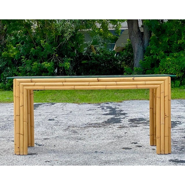 Late 20th Century Late 20th Century Vintage Coastal Stacked Bamboo Console Table For Sale - Image 5 of 7