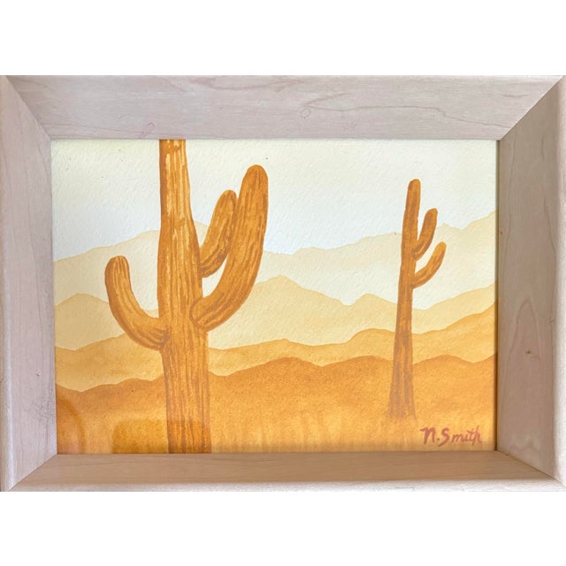 Contemporary "Scorched" Original Watercolor Painting Signed and Framed For Sale - Image 3 of 4