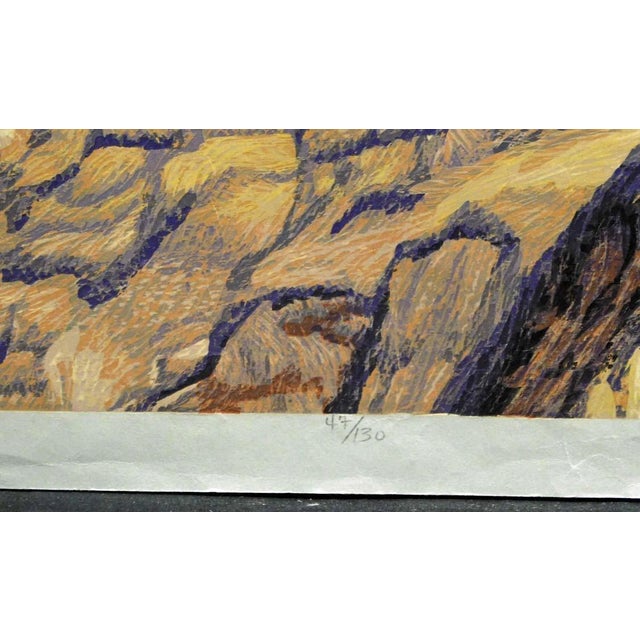 Impressionist Gordon Mortensen "Southwest Desert" Hand Signed LTD Ed Woodcut Art 1984 Last1 For Sale - Image 3 of 5