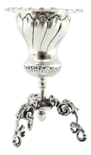 Silver Toothpick Holder with Reliefs, Tall Openwork Feet and Applications