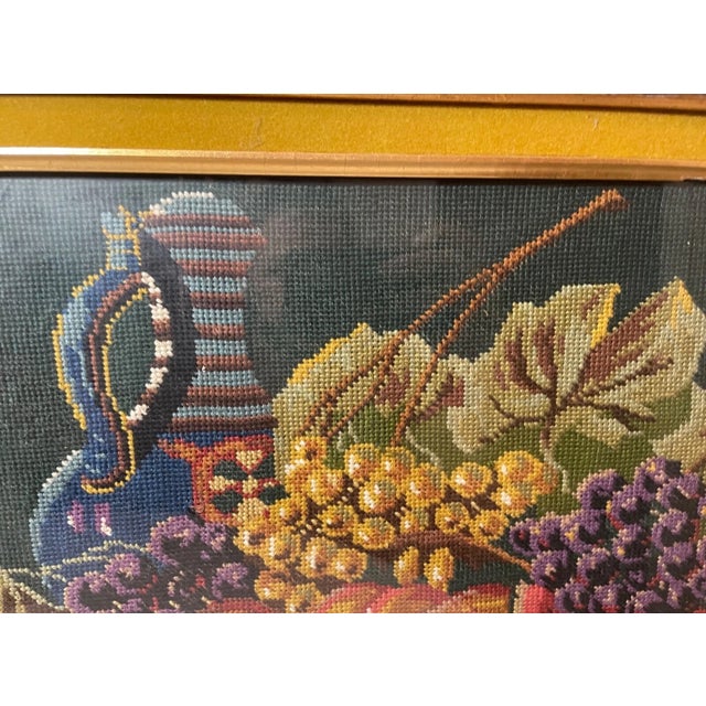 Up for sale is a nice quality vintage hand embroidered still life needlepoint. It's completely done by hand with elaborate...