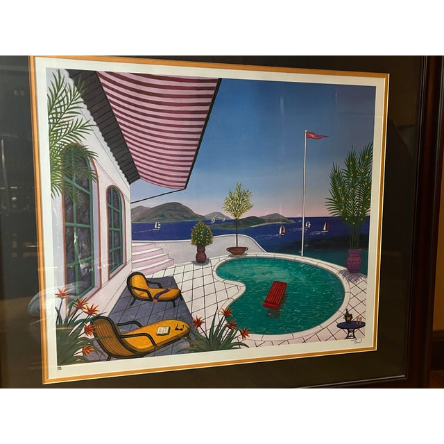 “Piscine Palette” by François Ledan, a seriolithograph in color on paper, signed in ink lower right and numbered from an...