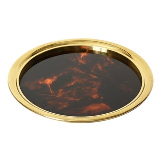 Round Serving Tray in Tortoiseshell Effect from Christian Dior, 1970s For Sale