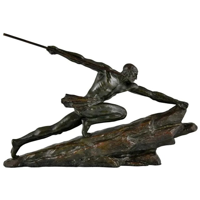 Pierre Le Faguays, Art Deco Athlete with Spear, 1927, Bronze For Sale - Image 12 of 12