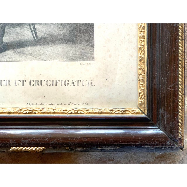 Printmaking Materials Monumental Antique Early 19th Century "Pilate Hands Jesus Over to Be Crucified" European Religious Lithograph by F. Courtin, Framed For Sale - Image 7 of 13