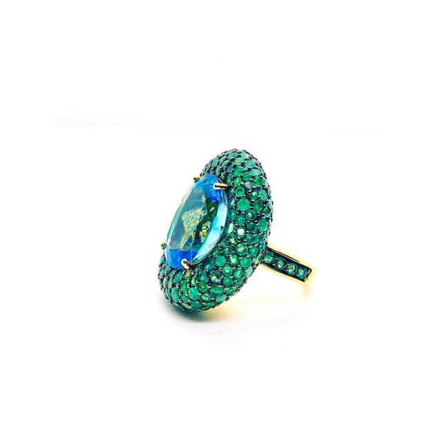 Bochic “Orient” Vintage Ruby & Yellow Sapphire Ring Set In 18 K Gold & Silver For Sale - Image 12 of 12
