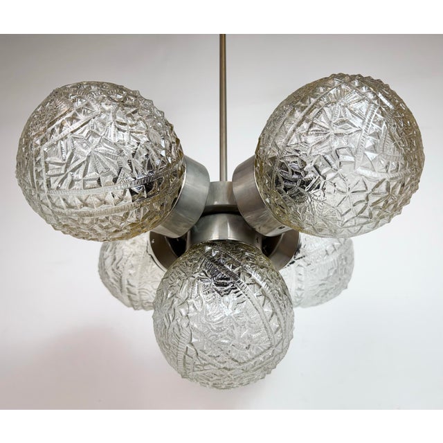 Vintage Cut Glass Chandelier from Kamenický Šenov, 1960s For Sale - Image 9 of 17