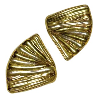 1980s Yaacov Heller Sterling Silver & Goldplate Sculptural Clip-on Earrings, Pair For Sale