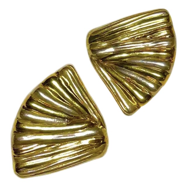 1980s Yaacov Heller Sterling Silver & Goldplate Sculptural Clip-on Earrings, Pair For Sale
