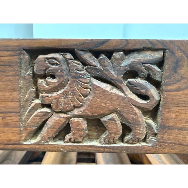 Brown Vintage Carved Wood Slatted Platform Stands, Set of Four For Sale - Image 8 of 12