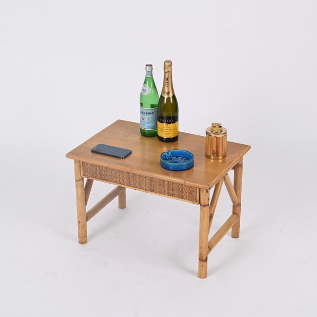 French Riviera Nightstand in Rattan, Bamboo and Wood, Italy, 1970s For Sale - Image 9 of 12