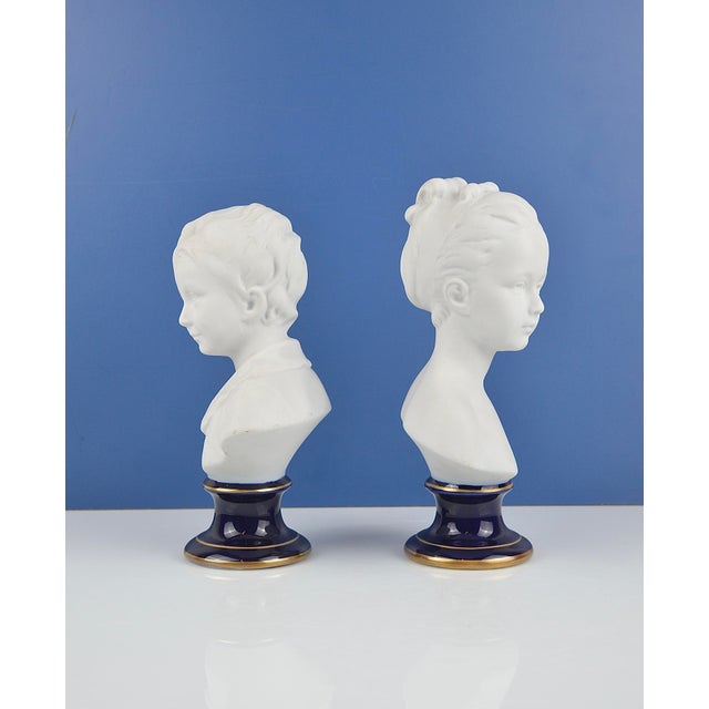 1950s After Houdon, Brongniart Children Busts, 1950s, Porcelain, Set of 2 For Sale - Image 5 of 14