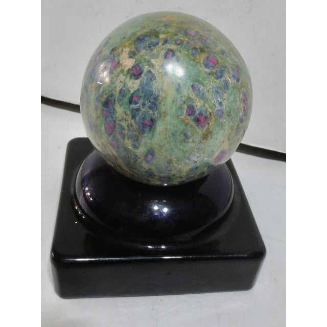 Mineral Specimen Sphere on Amthyest Glass Stand For Sale - Image 4 of 10