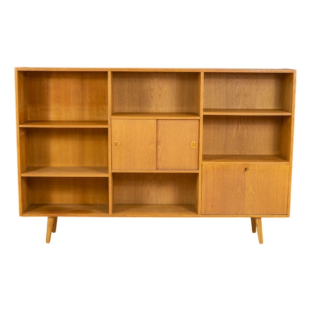 Large Oak Bookshelf, Denmark, 1960s For Sale