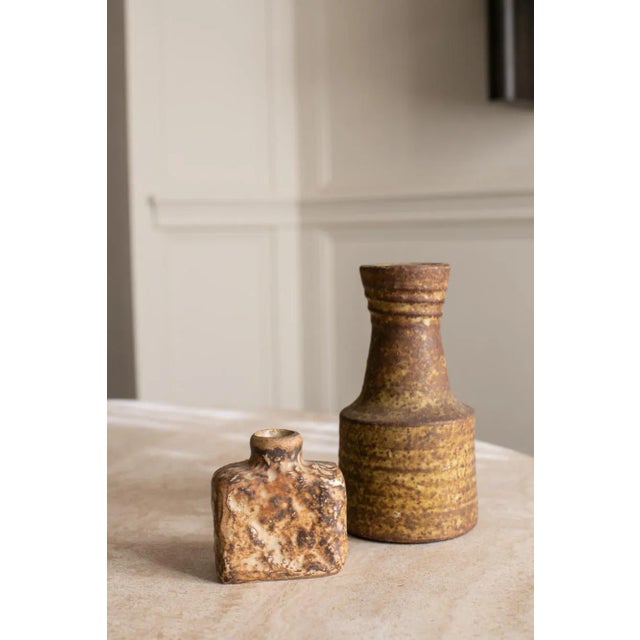 1970s Short Square Brown Vase For Sale - Image 4 of 5