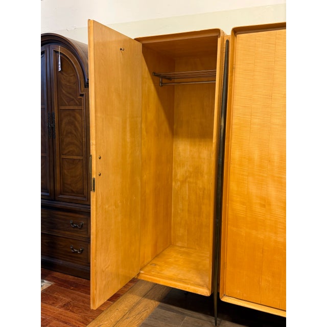 Silvio Cavatorta Mid 20th Century Silvio Cavatorta Italian Birch Wood Wardrobe With Three Sections For Sale - Image 4 of 12