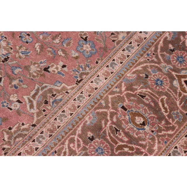1980s Boho Chic Persian Kashan Pink/Brown Wool Rug - 8'0'' X 11'6'' For Sale - Image 5 of 10