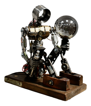 Vintage Custom Steampunk Robot Lamp by Simon Smith, 1950